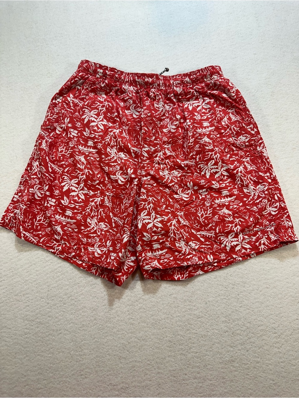 Columbia pfg Red and White Tropical Print Swim Trunks
